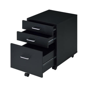 English Elm Rectangular Mobile Cabinet with 3 Drawers Black Chrome — Modern Minimalist Office Storage, Compact Rolling File Organizer, Sleek Under-Desk Space-Saver (Black) B016P325920