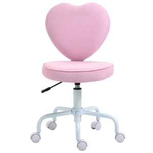 English Elm Homcom Pink Heart-Shaped Office Chair With Adjustable Height, 360° Swivel, And Comfort Design W2225P217494