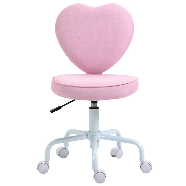 English Elm Homcom Pink Heart-Shaped Office Chair With Adjustable Height, 360° Swivel, And Comfort Design W2225P217494