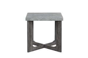 English Elm 3pc Faux Marble Top Coffee and End Table Set with Cross-leg Base in Gray B011P427925