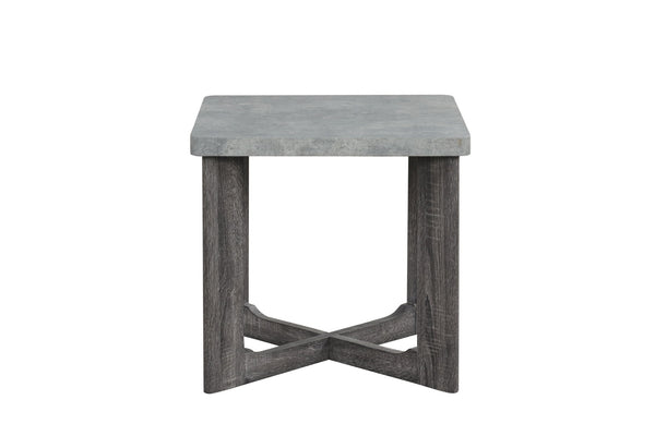 English Elm 3pc Faux Marble Top Coffee and End Table Set with Cross-leg Base in Gray B011P427925