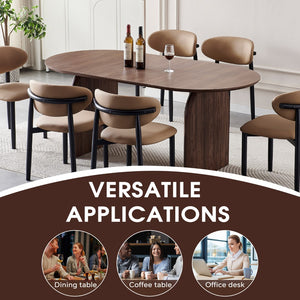 English Elm Wooden Modern Oval Dining Table - Stylish Double-Column Design For Family Gatherings & Work Spaces W3590P355169-GIGA