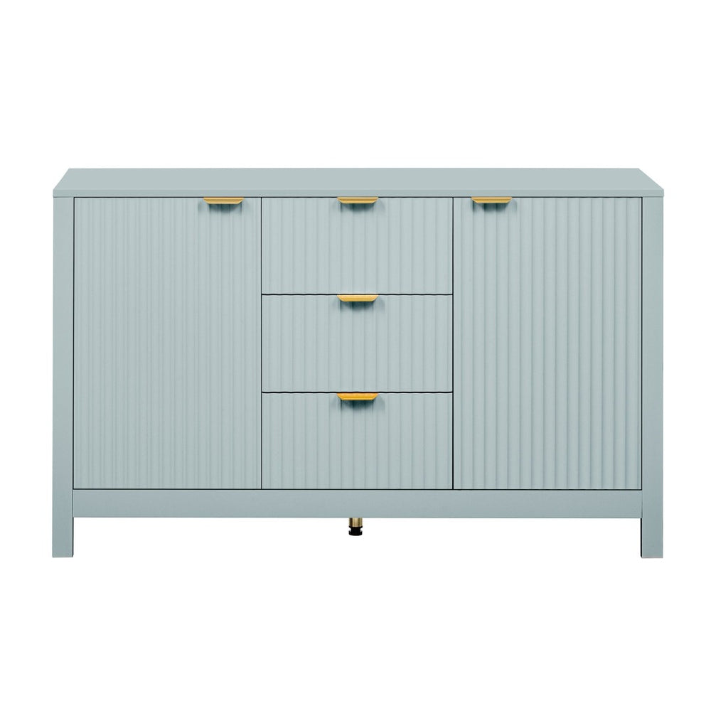 English Elm U_Style Modern Wave-Front Sideboard - 3 Adjustable Shelves, Soft-Close Doors & Metal Handles, 3 Colors N711P269066C-GIGA