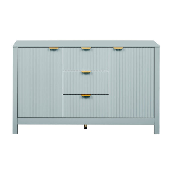 English Elm U_Style Modern Wave-Front Sideboard - 3 Adjustable Shelves, Soft-Close Doors & Metal Handles, 3 Colors N711P269066C-GIGA