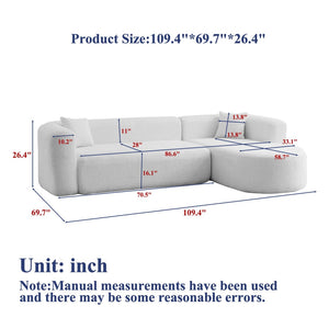 English Elm [video]109.4" Chenille Modular Cloud Sectional Plush L-shape Sofa for Modern Living Rooms W3505S00055