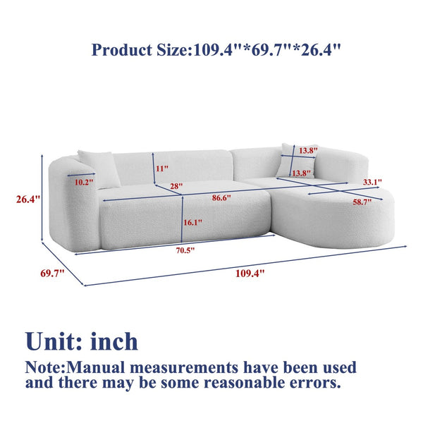 English Elm [video]109.4" Chenille Modular Cloud Sectional Plush L-shape Sofa for Modern Living Rooms W3505S00055