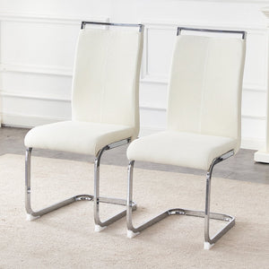 English Elm Luxury Dining Chairs Set Of 2 - Elegant Grainy Fabric & Silver Metal Legs For Stylish Comfort W1151P324770