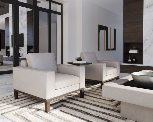 Sunpan Davilo Armchair - Luxurious Light Grey Italian Leather With Dark Beech Wood Legs For Ultimate Comfort Grey Leather 108994