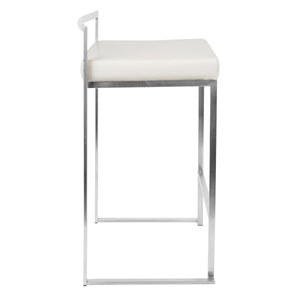 English Elm Fuji Contemporary Stackable Counter Stool by LumiSource with Padded Faux Leather Seat for Comfort White B202P222351