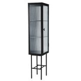 English Elm Retro Style Freestanding Metal Tall Display Cupboard With Glass Door and Three Detachable Shelves For Office, Living Room, Kitchen Console Sideboard,Bedside Entryway Black (Old Sku:W68751715)