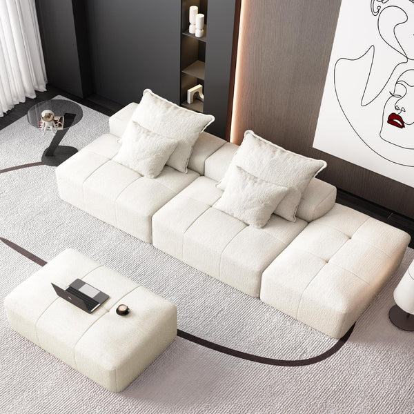 English Elm Modern Oversized Modular Sectional Sofa With Ottomans & Pillows - No Assembly, Soft Chenille Comfort W1885S00061