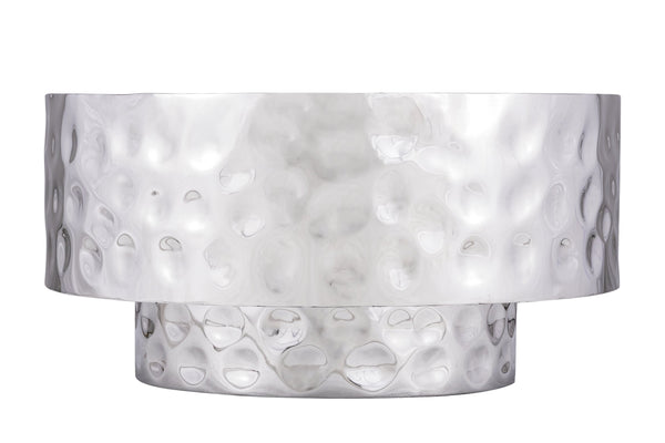 English Elm CT-90-30-30 Hand-Hammered Stainless Steel Coffee Table in Silver — Modern Rounded Artisanal Centerpiece B009P321117