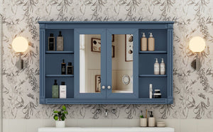 English Elm 47 Inch Wall Mounted Medicine Cabinet with Mirror Open Shelving and Adjustable Storage N710P363550C