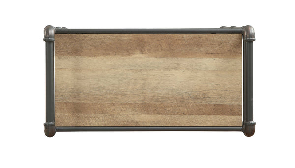 English Elm Itzel Industrial Antique Oak & Sandy Gray Bookshelf – 5-Shelf Open-Frame Metal Frame, Rustic Modern Design B2726P270522