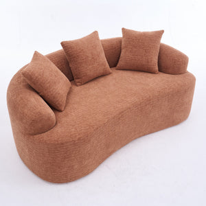 English Elm LY-025S Curved Loveseat Sofa Compact 65" chenille upholstery, 30D foam with spring core, 300lb capacity, 3 pillows, apartment-friendly Coral W2231P292947