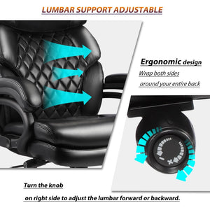 English Elm 500lbs Capacity Executive Office Chair Wide Spring Seat Ergonomic Support Heavy Duty W5201P418157