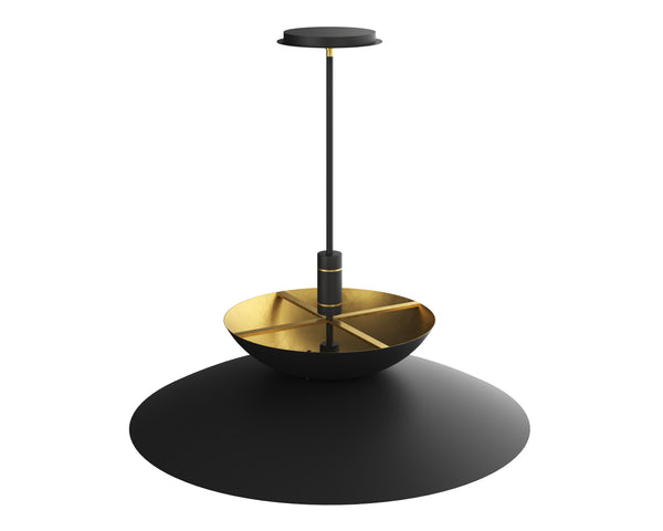 Sunpan Timea Pendant Light - Modern Tiered Dome Design in Matte Black & Brass for Stunning Home Illumination