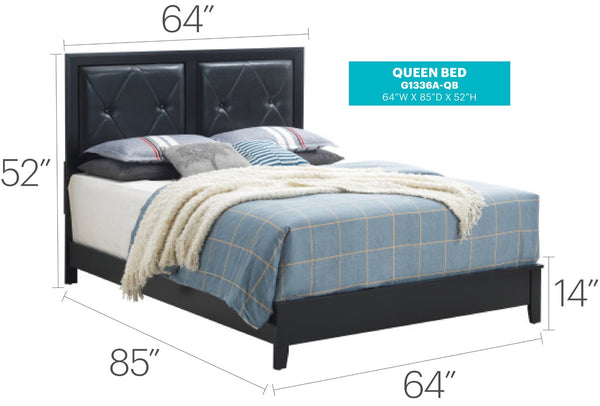English Elm Stylish Queen Bed In Sleek Black Finish - Transitional Design For Modern Elegance & Durability B078S00154-GIGA