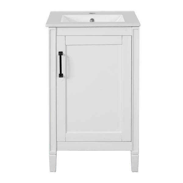 English Elm 20" Modern Bathroom Vanity with Ceramic Sink, Soft-Close Door, U-Shaped Adjustable Shelf & Door Storage Rack for Small Spaces N729P299364K