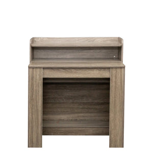 English Elm Modern Extendable Dining Table with Storage, Space-Saving Convertible Leaf, Neutral Durable Finish W331P234973