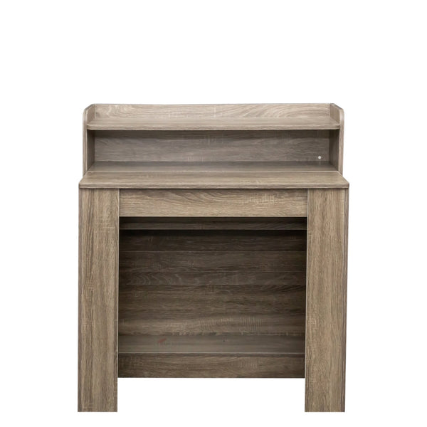 English Elm Modern Extendable Dining Table with Storage, Space-Saving Convertible Leaf, Neutral Durable Finish W331P234973
