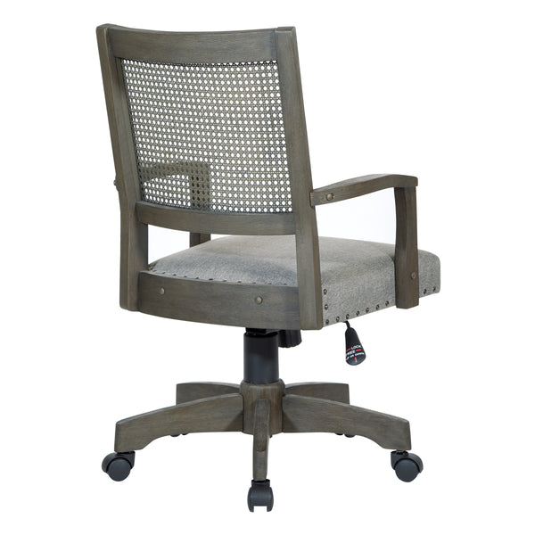 OSP Home Furnishings Dlx Cane Back Bankers Chair Antique Grey / Grey