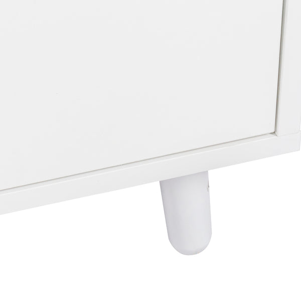 English Elm 63" Large Kitchen Hutch Cabinet with Microwave Shelf, 4 Doors & Drawers, Cable Management Storage White W331S00167