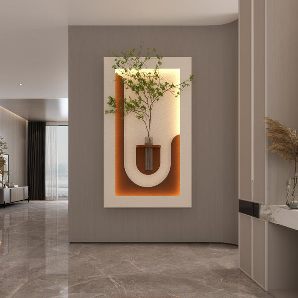 English Elm Adjustable Led Sandstone 3d Wall Art with Faux Botanicals and Rabbit Figurine Decor W2700P389347