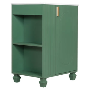 English Elm Christopher Knight Home® - 24" Retro Bathroom Vanity with Ceramic Sink, Solid Wood Frame, Soft-Close Door, Ample Storage Green N759P293645F