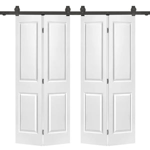 English Elm 48 in White Mdf Composite Bi-fold Barn Door with Hardware Kit for Closets B2763P491046