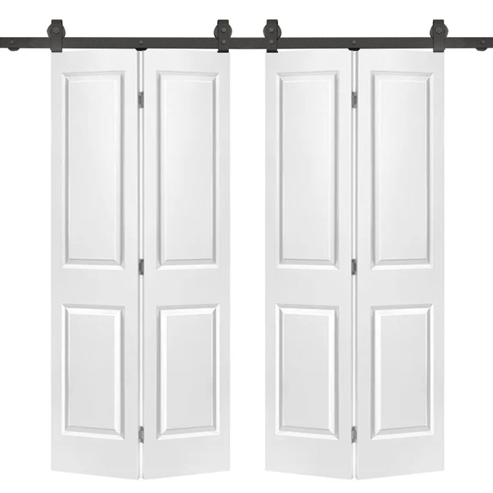 English Elm 72 in Primed Mdf Bi-fold Barn Doors with Hardware Kit for Closet or Pantry B2763P491050