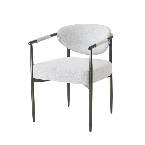 English Elm Modern Upholstered Armchair Set Two Beige Cushioned Seats with Bronze Iron Legs N762P329075A