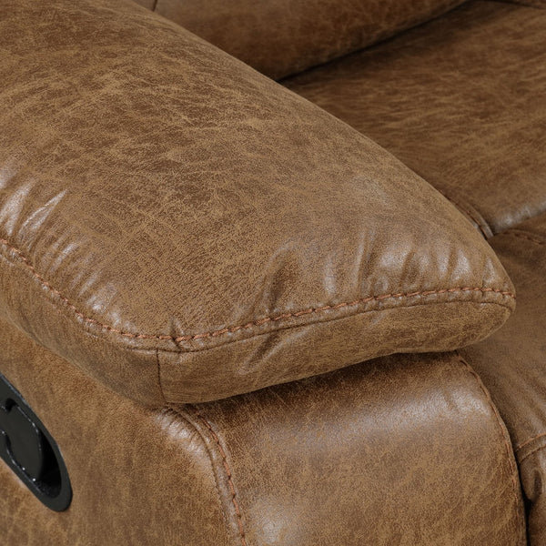 English Elm High Ezekius Manual Recliner with Pillow Top Arms and Leatherette Upholstery for Cozy Living Spaces Brown 31 L x 40 W x 27 H B2741P385039