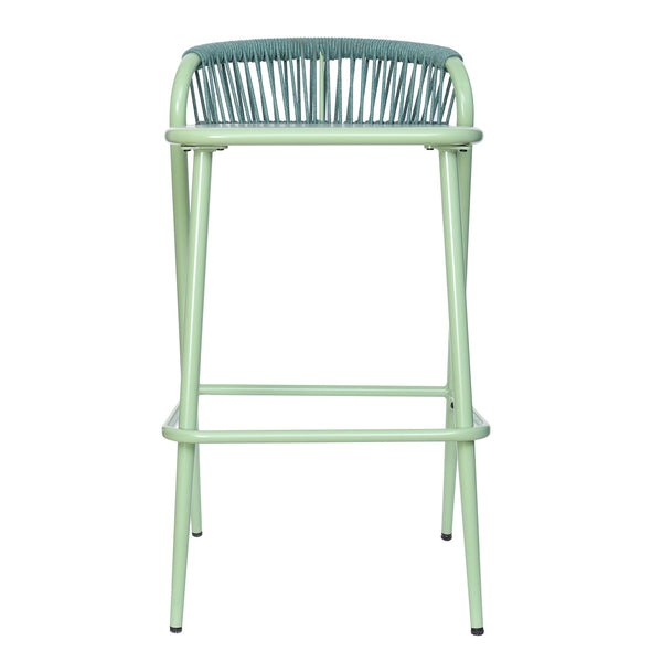 English Elm Christopher Knight Home® - Outdoor 29" Seat Height Aluminum Barstools with Rope Scallop Backrest, Rust-Resistant Patio Set Sage N772P247736S