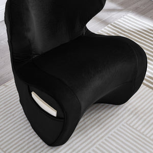 English Elm Ergonomic Floor Chair Velvet Upholstered Lumbar Support Seat for Reading Nook or Lounge Black W1097P462006