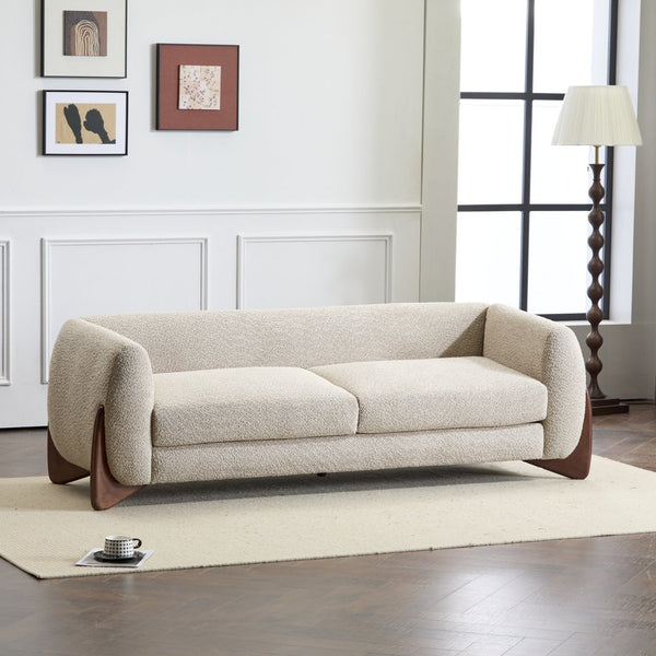 English Elm Christopher Knight Home® - 82Inches Boucle Sherpa Sofa - Almond | Oversized Comfort With Modern Design For Cozy Living Spaces N771P205090V_N771P205091V
