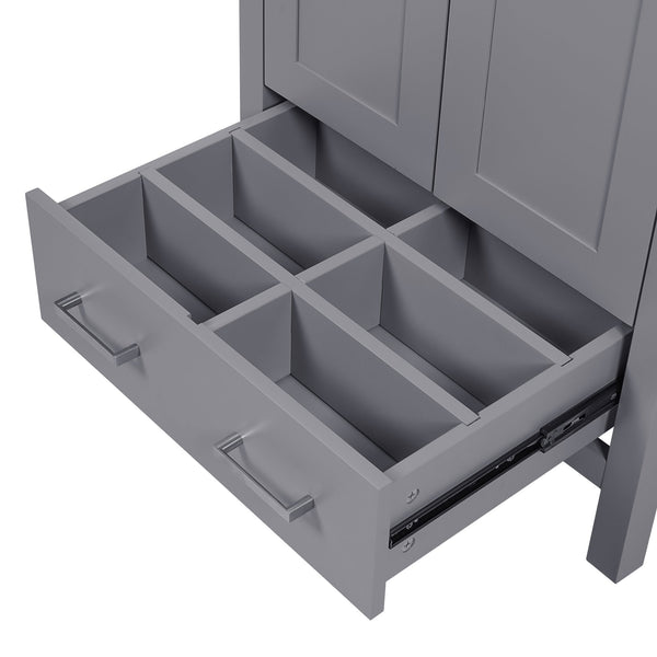 English Elm 24-inch Modern Bathroom Vanity with Ceramic Sink, Soft-Close Doors, Drawer Divider & Ample Storage Gray N729P299440E