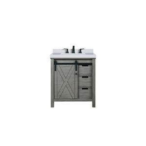 English Elm Ash Grey Bath Vanity 30" W X 22" D With Cultured Marble Top & Matte Black Faucet For Modern Elegance B2731P260110