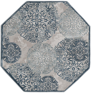 Unique Loom Aberdeen Chatsworth Machine Made Polka Dots Rug Blue, Beige/Light Blue 5' 3" x 5' 3"