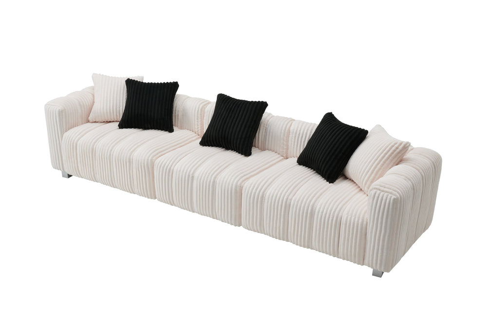 English Elm 114-Inch Vintage Corduroy Sofa - Extra-Large Three-Seater With Cloud-Feel Cushions & Solid Frame W2795S00018