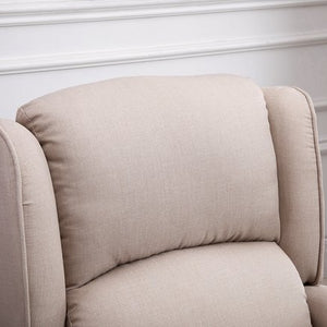 English Elm HOMCOM Linen Massage Recliner Sofa with Heat & Remote, Pocket Spring Comfort, 140° Recline Beige W2225P173855