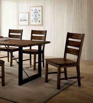 English Elm Industrial 2pc Side Chair Walnut Finish Ladder Back Wooden Seat Live Edge Industrial Accent Design B2741P408879