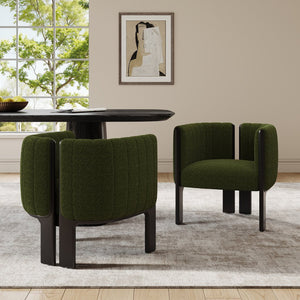 English Elm Christopher Knight Home® - Dining Chairs Set of 2 | Modern Bouclé Upholstered Seating with Rubberwood Frame, Durable 225lb Capacity Black,Olive Green N779P341494G