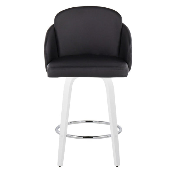 English Elm Fixed-height Swivel Counter Stools with Faux Leather Seats and Chrome Footrest Set of 2 B202S02159