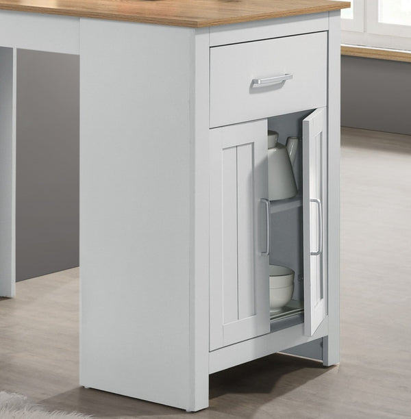 English Elm Alfonso Oak and White Counter Height Dining Set with Storage Cabinet Drawer and Stools B2749S00282