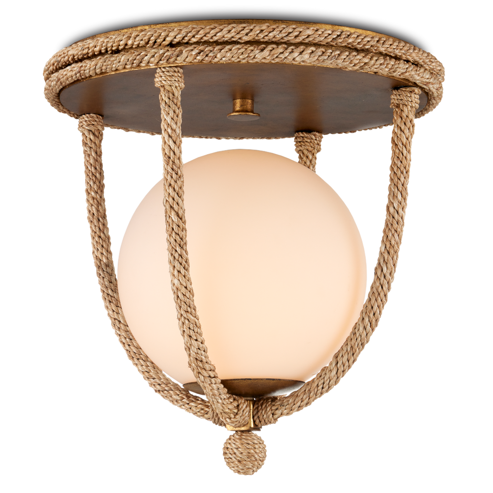 Passageway Rope Flush Mount Light - Coastal Style with Dorado Gold Finish & Frosted Globe Design