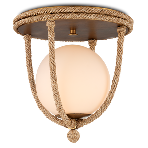 Passageway Rope Flush Mount Light - Coastal Style with Dorado Gold Finish & Frosted Globe Design