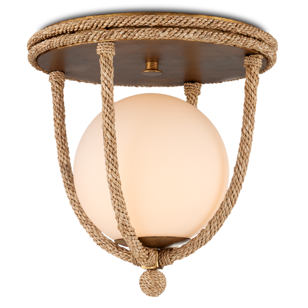Passageway Rope Flush Mount Light - Coastal Style with Dorado Gold Finish & Frosted Globe Design