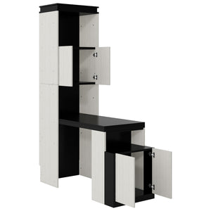 English Elm Full Full Size Murphy Bed with Desk, Shelves & Cabinets in Black+White — Space-Saving, Sturdy Design GX002042AAE