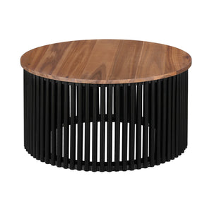English Elm Christopher Knight Home® - ACACIA Solid Wood Coffee Table 30" Round Top on Minimalist Base, Durable Veneer, Modern Flair Natural+ Blue N770P269893N